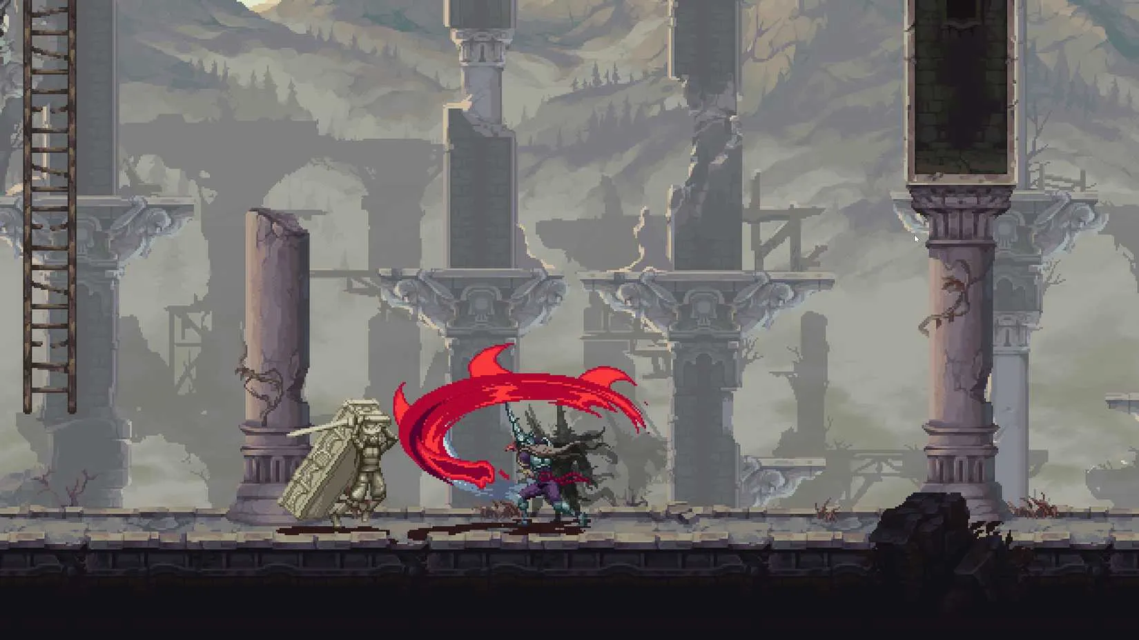 The Penitent One facing enemies in Blasphemous 2