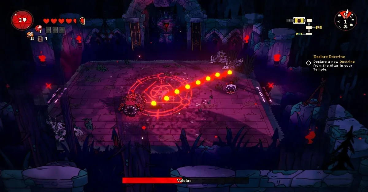 Combat scene from Cult of the Lamb