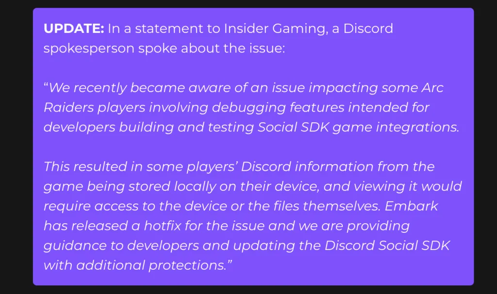 Embark's official response to the Discord DM logging issue