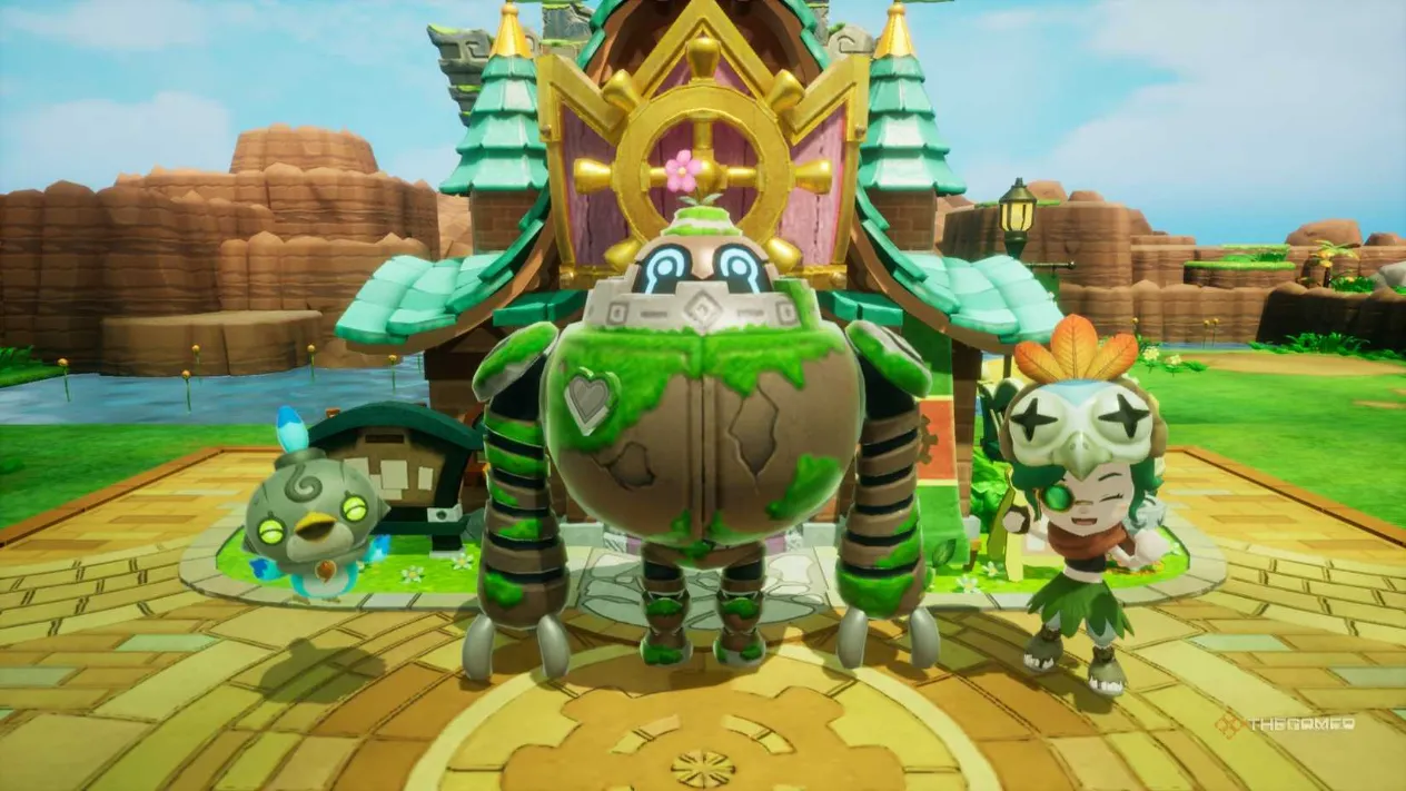 A colorful scene from Fantasy Life i showing a character in a vibrant fantasy landscape