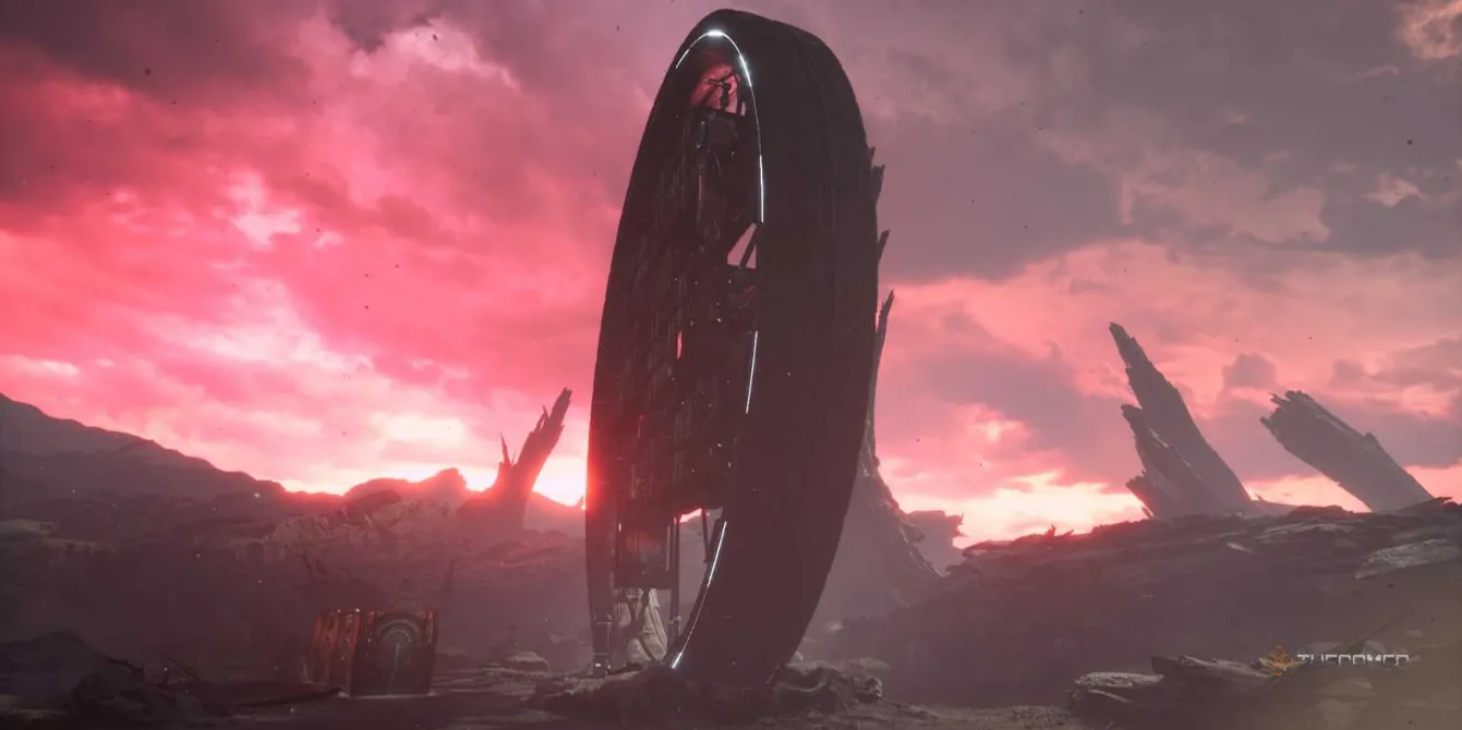 A haunting image from The Alters showing the protagonist stranded in an alien landscape