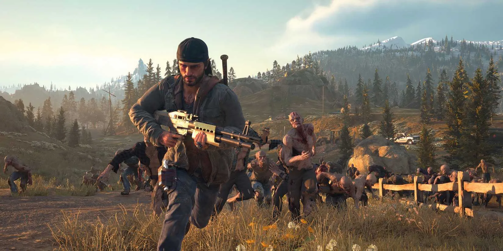 main character Deacon running from freakers in Days Gone