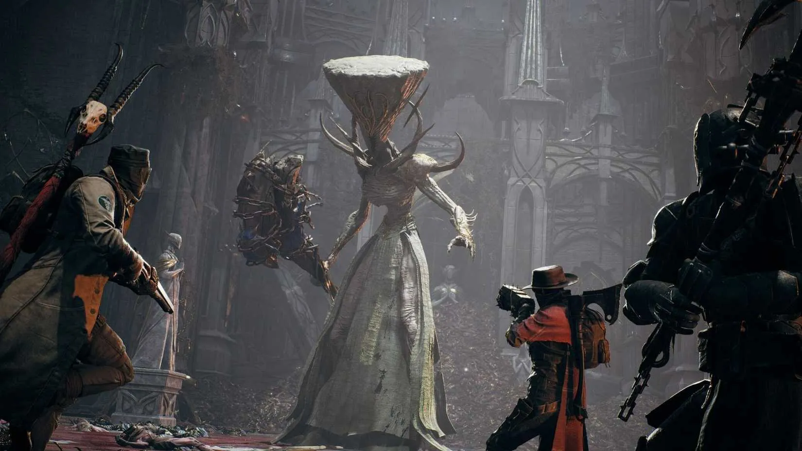Remnant 2: a post-apocalyptic shooter scene with a character facing monstrous enemies
