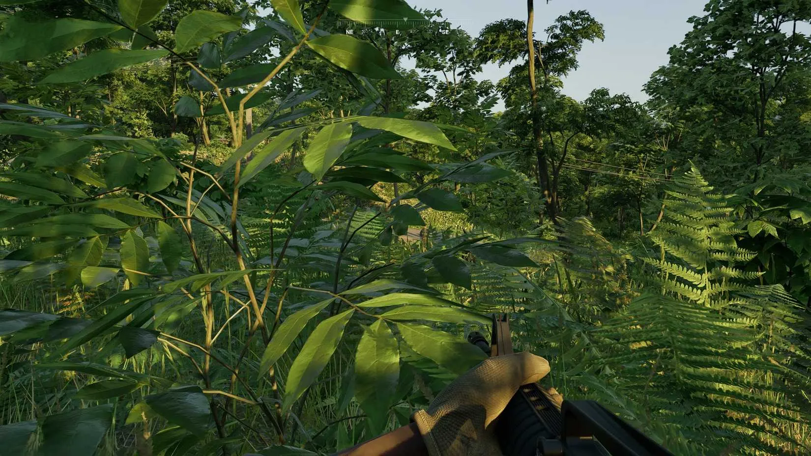 A soldier in camouflage gear moves stealthily through dense jungle foliage, the damp environment highlighting the sense of isolation.