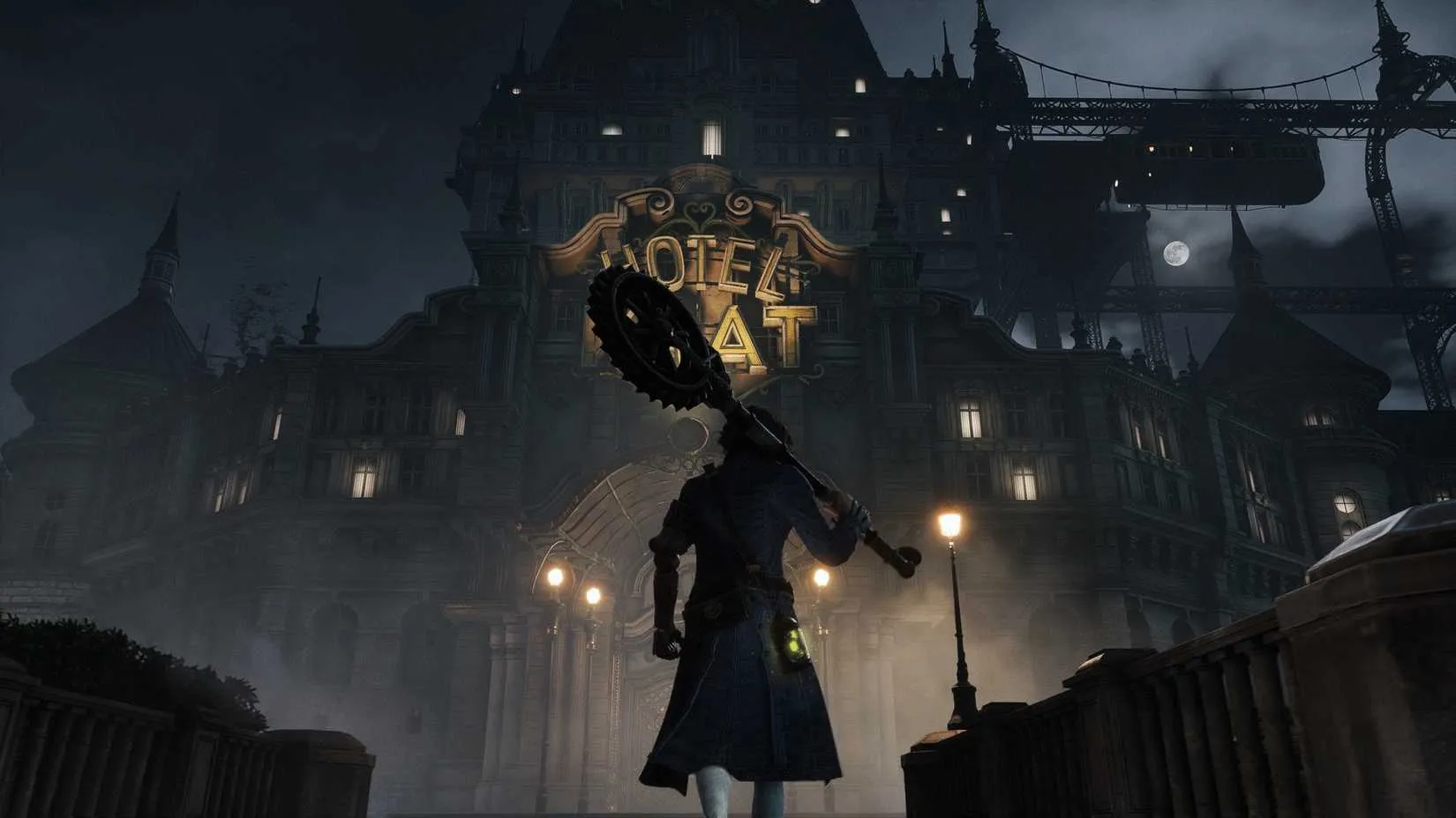 Pinocchio wielding a sword in the dark, Belle &Eacute;poque-inspired world of Lies of P