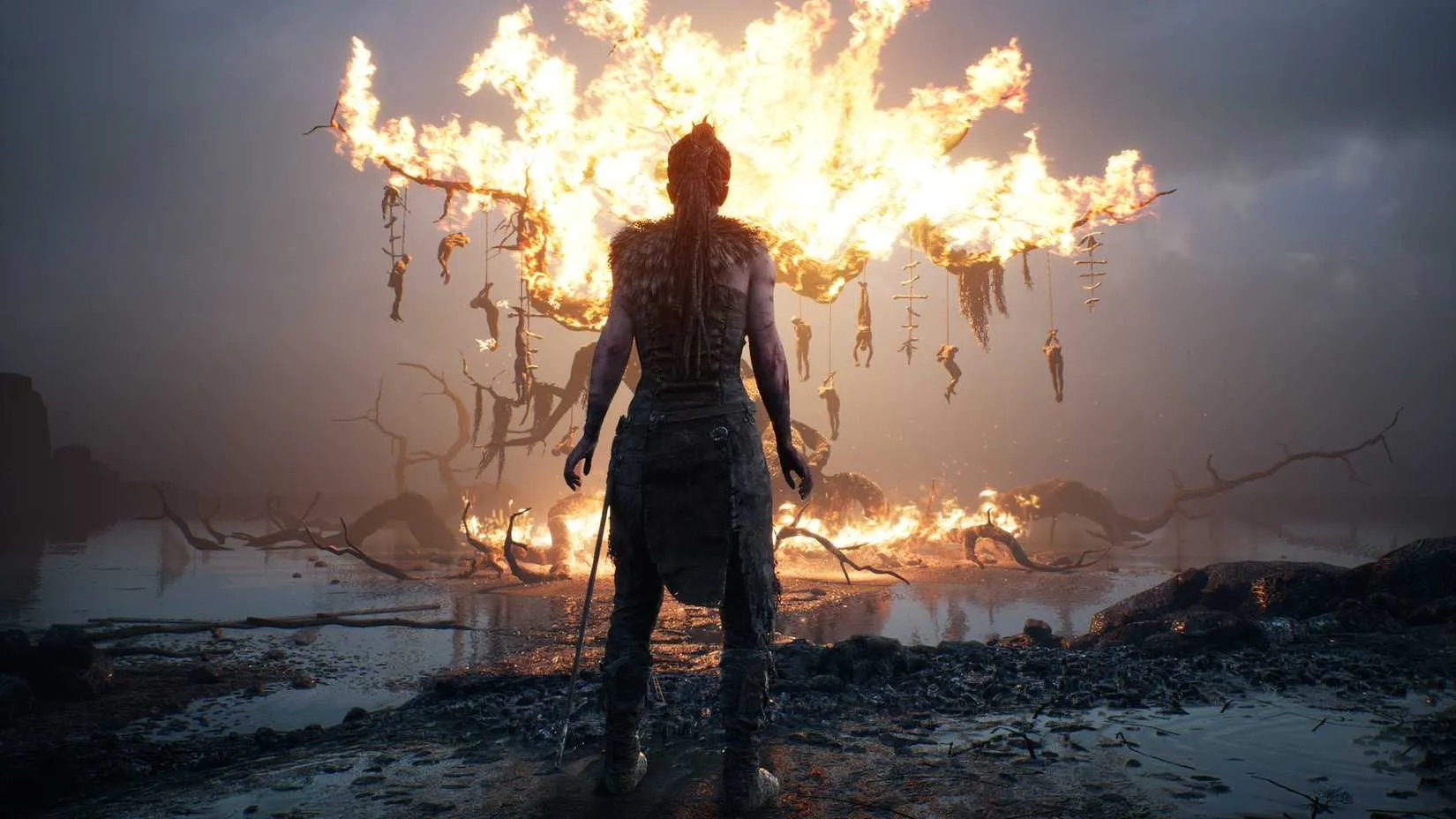 Senua in a haunting, Norse-inspired landscape