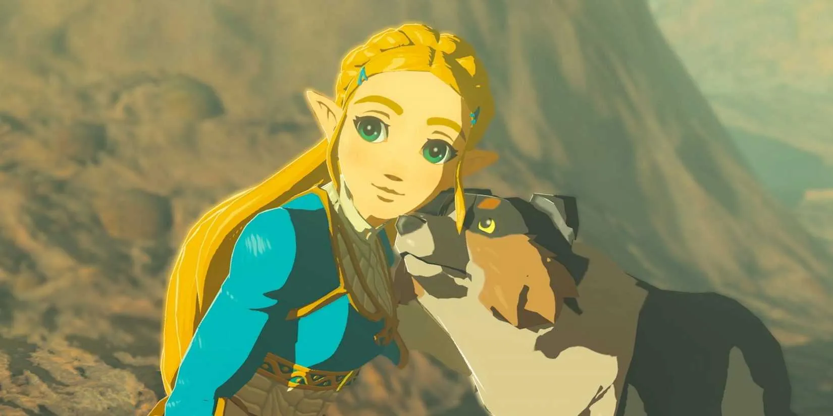 Link paragliding over the vast landscape of Breath of the Wild