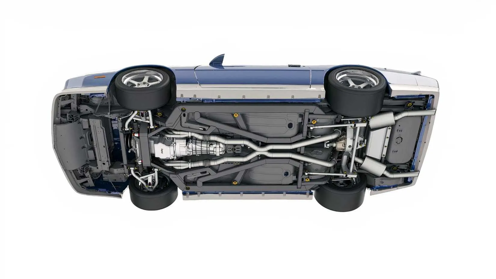 The SPEC chassis installed, showing its integration into the Camaro’s engine bay and front suspension