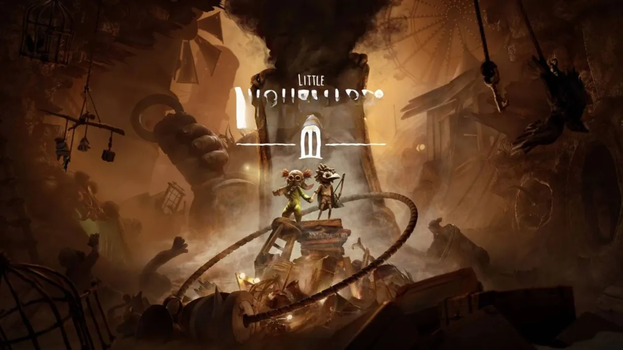 Little Nightmares 3 cover art featuring Low and Alone standing back-to-back in a dark, twisted landscape