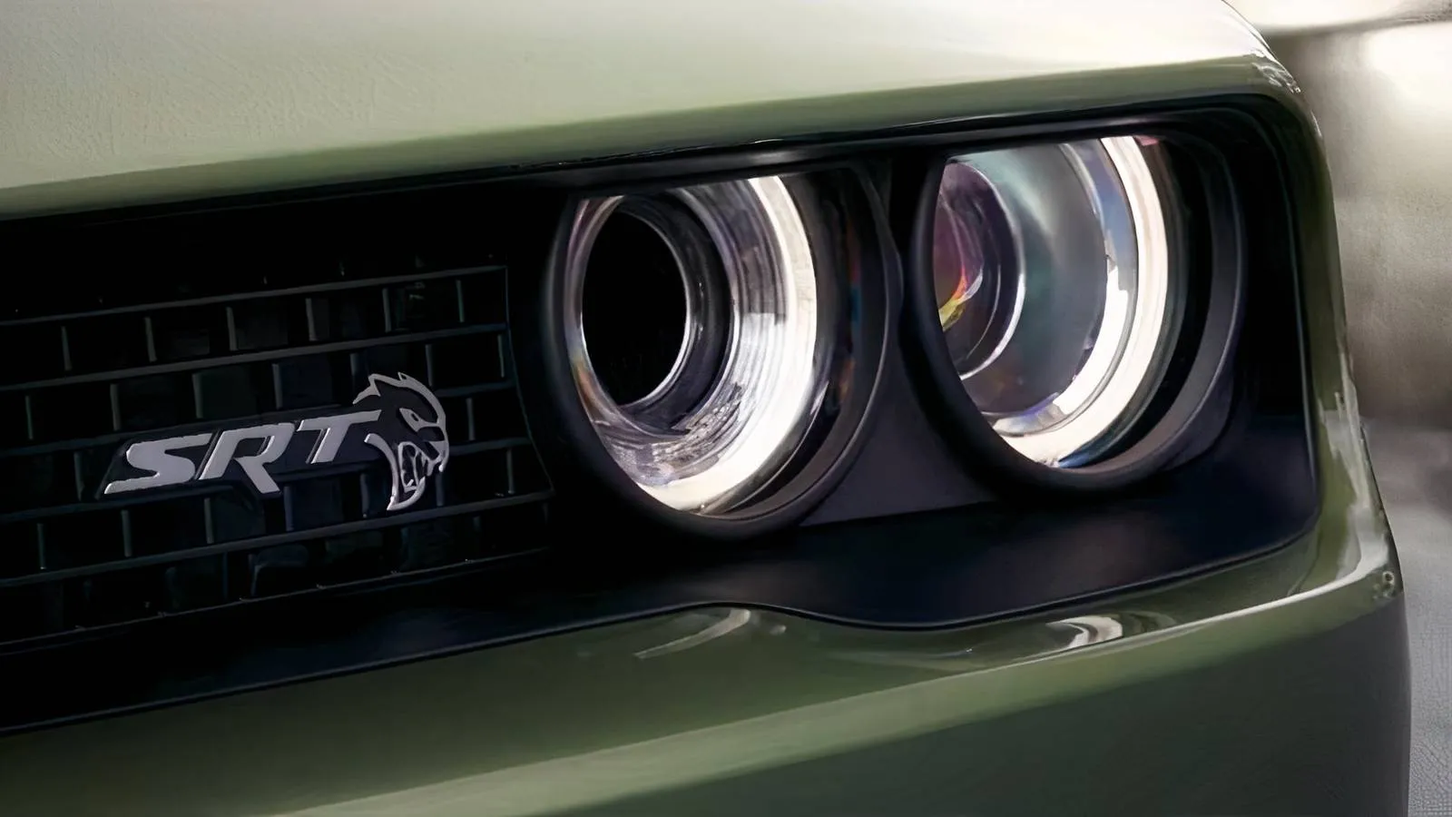Hellcat badge on a modern Dodge vehicle