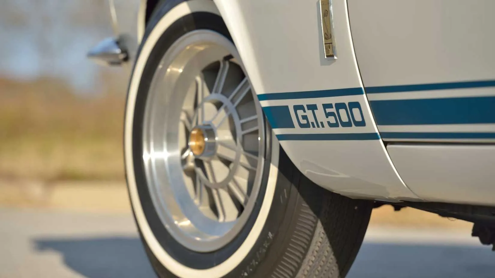 White 1967 Shelby GT500 Super Snake side view