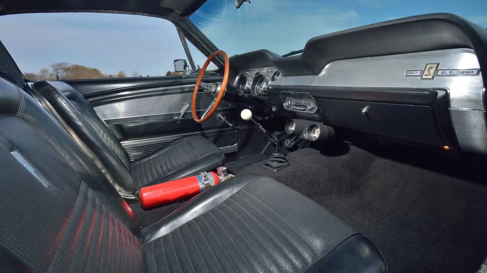 Interior of the 1967 Shelby GT500 Super Snake, showing its period race-inspired cockpit