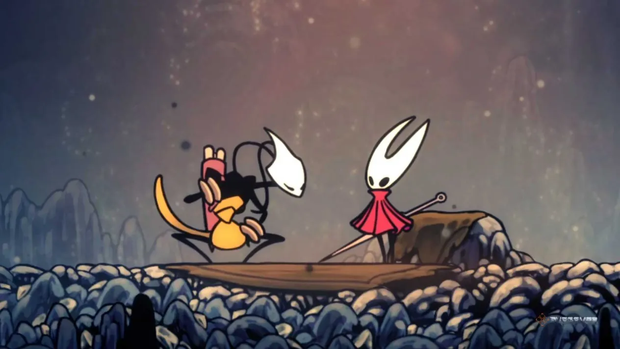 Hornet standing alongside Shakra, the monk-like cartographer