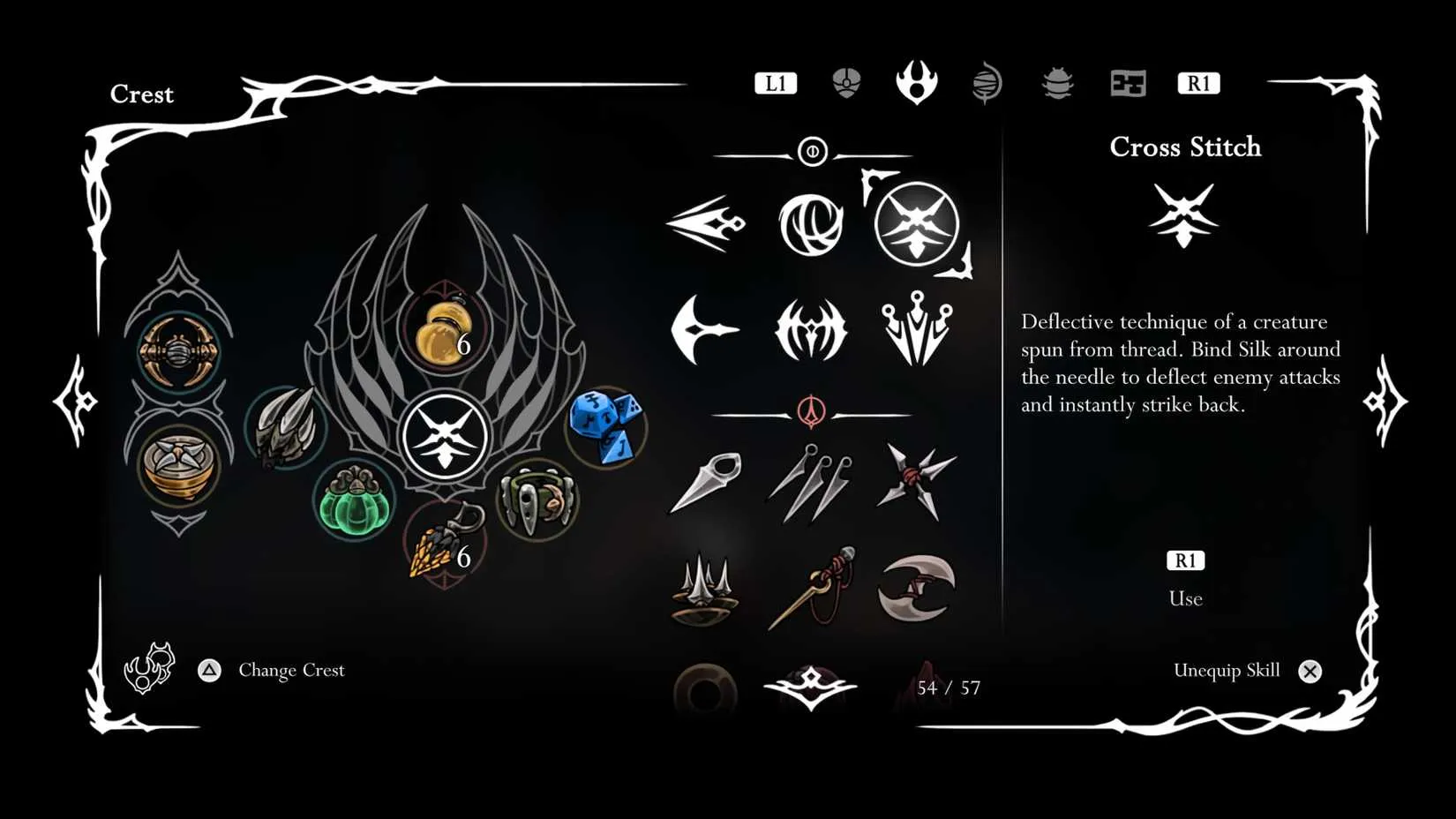 Hornet using Hunter Crest with cross-stitch to counter an attacking enemy
