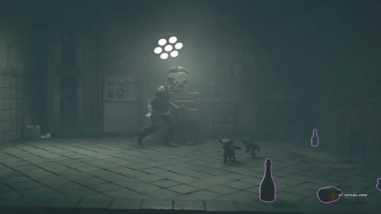 Low and Alone sneaking past a blind doctor in Little Nightmares 3