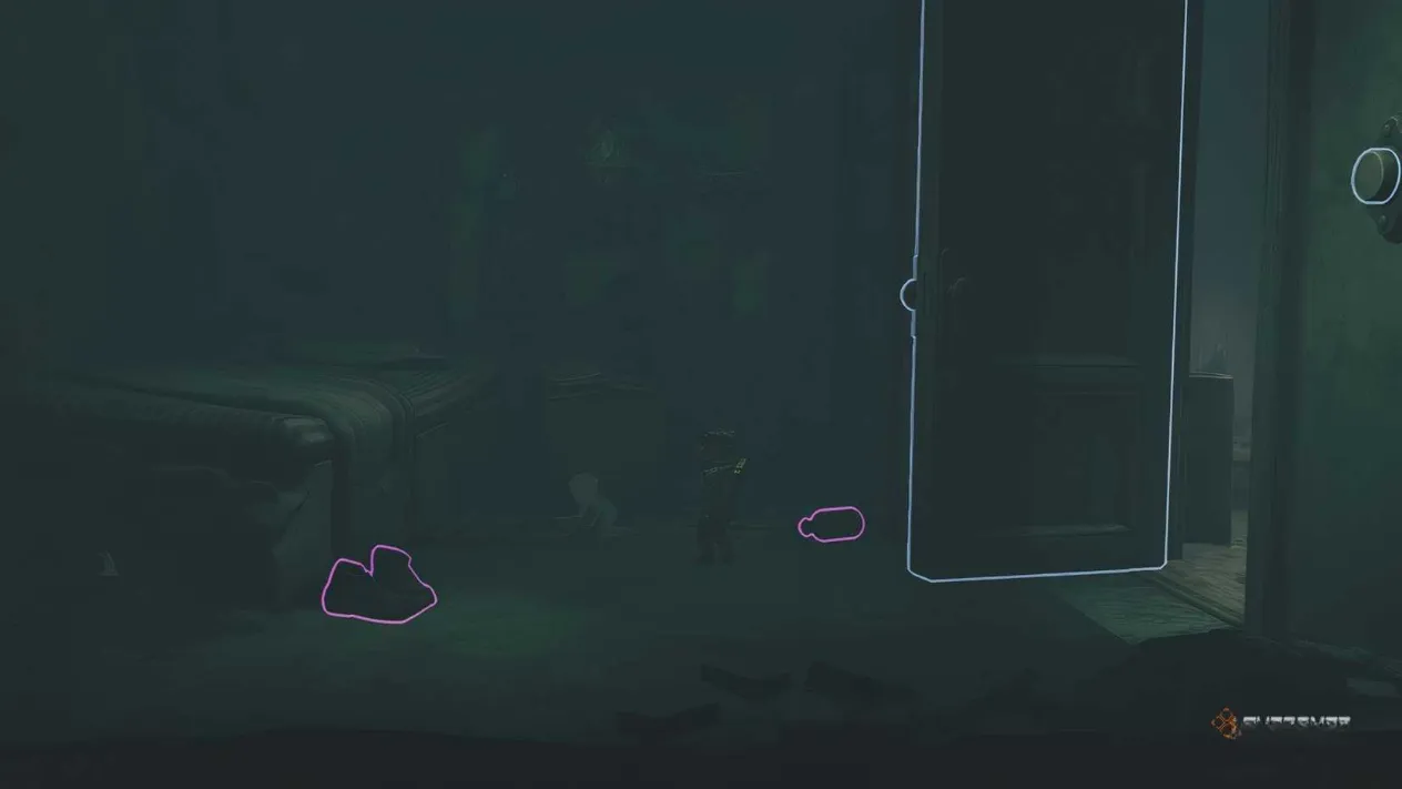 Alone standing near a ghost kneeling on the floor in Little Nightmares 3