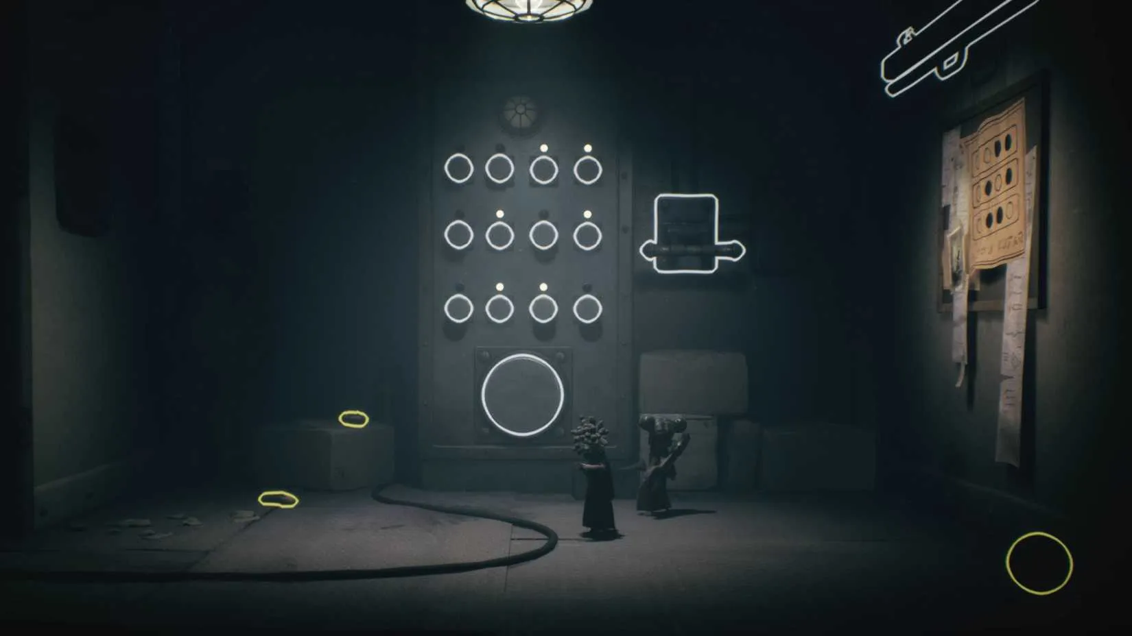 A clean view of the correct button sequence to solve the puzzle