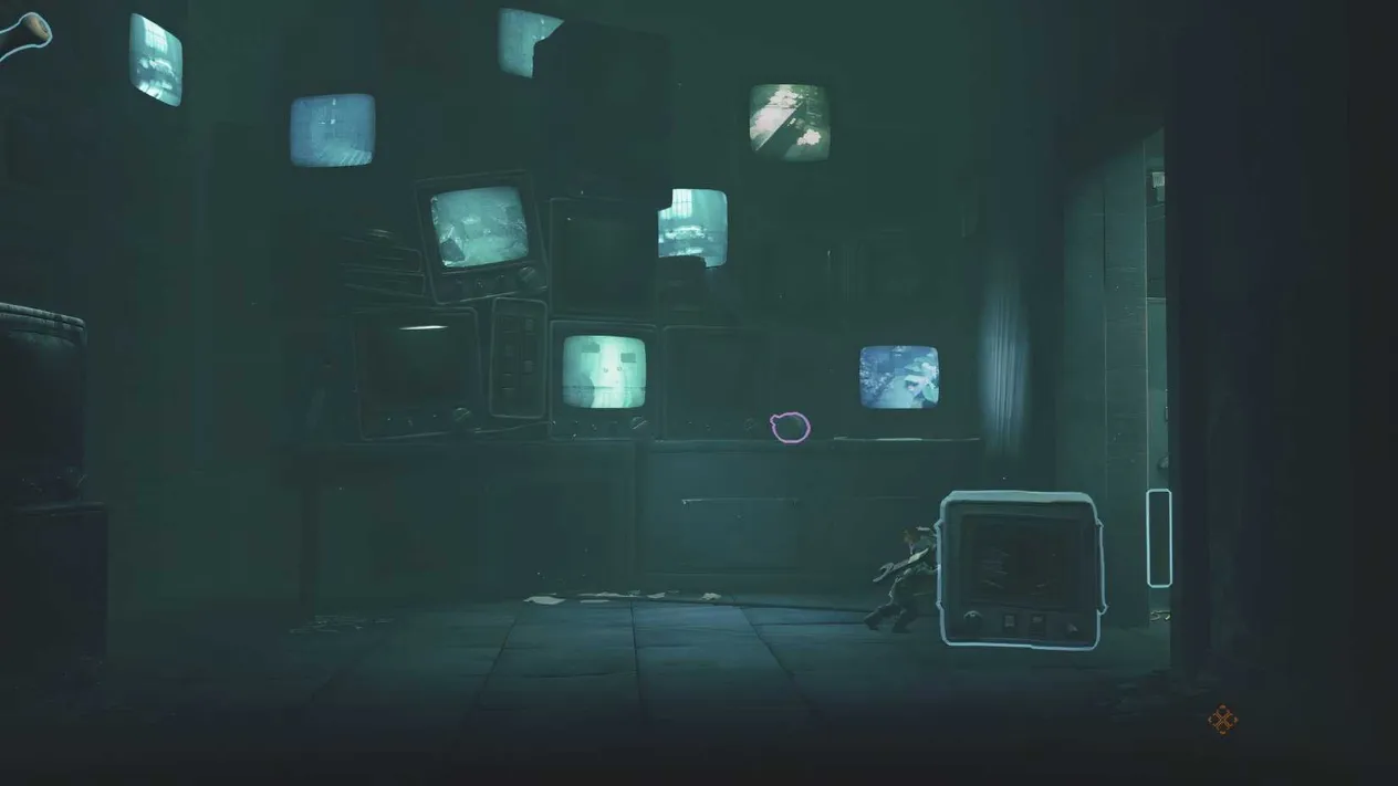 Low blocking a door with a broken TV