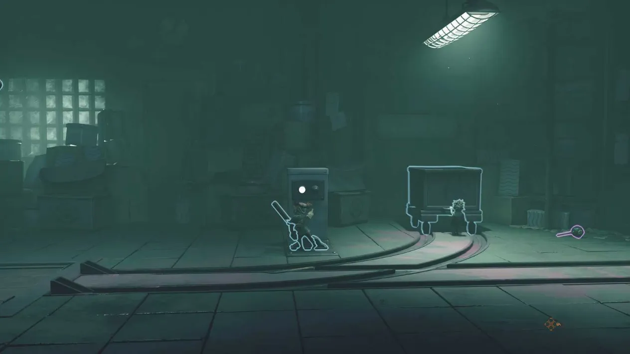 Alone pulling a lever while Low moves the cart