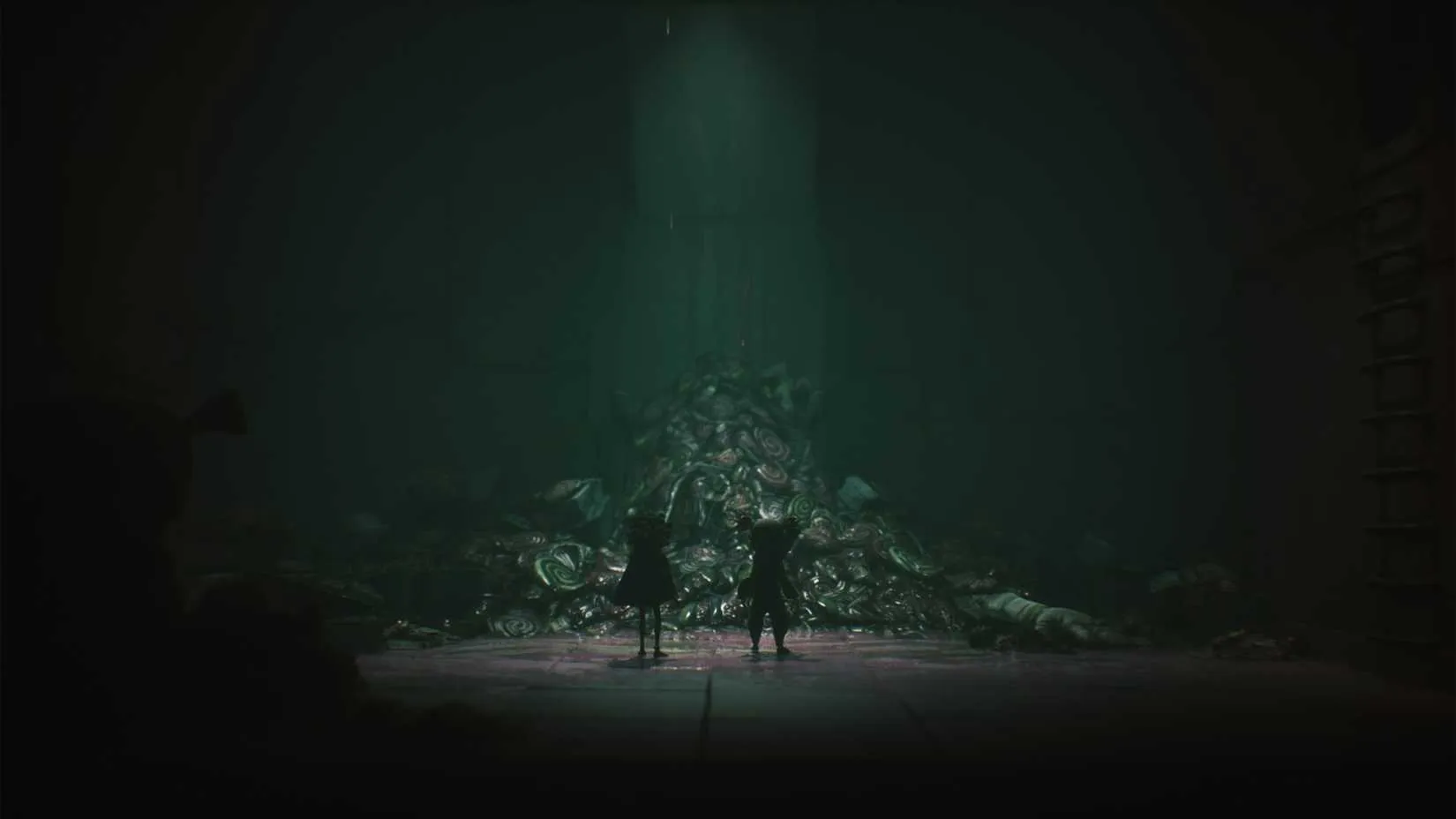 A detailed world map overlaid with clock faces and the Little Nightmares 3 logo, illustrating the varying global release times across regions such as North America, Europe, and Asia.