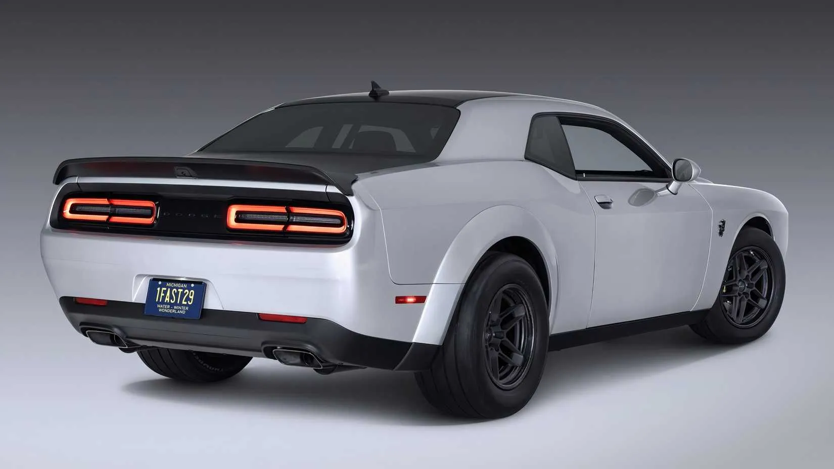 Rear 3/4 pic of a Dodge Demon 170