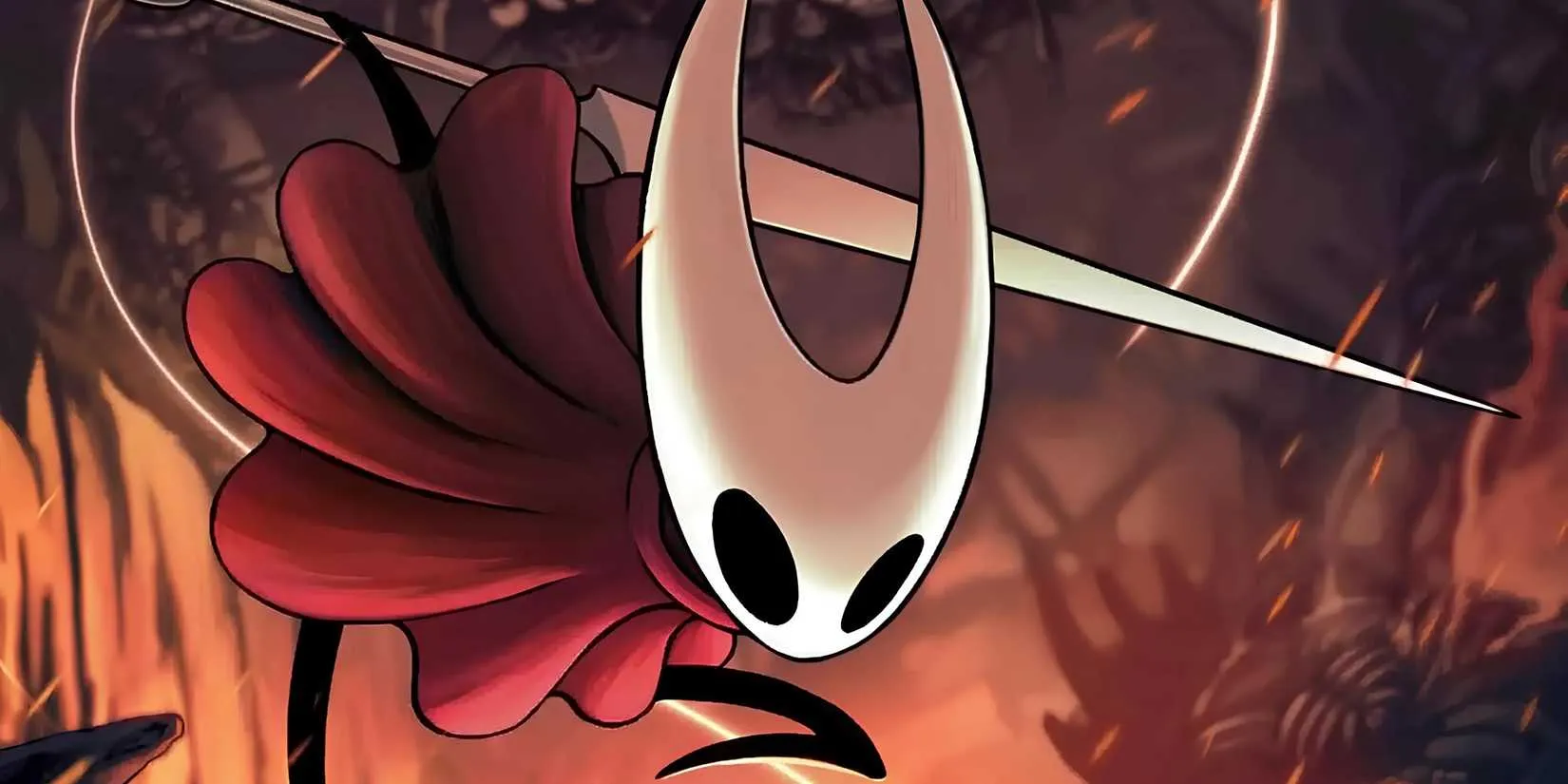 Hornet, the nimble protagonist of Hollow Knight: Silksong, stands poised with her needle and thread in a dark, ornate corridor