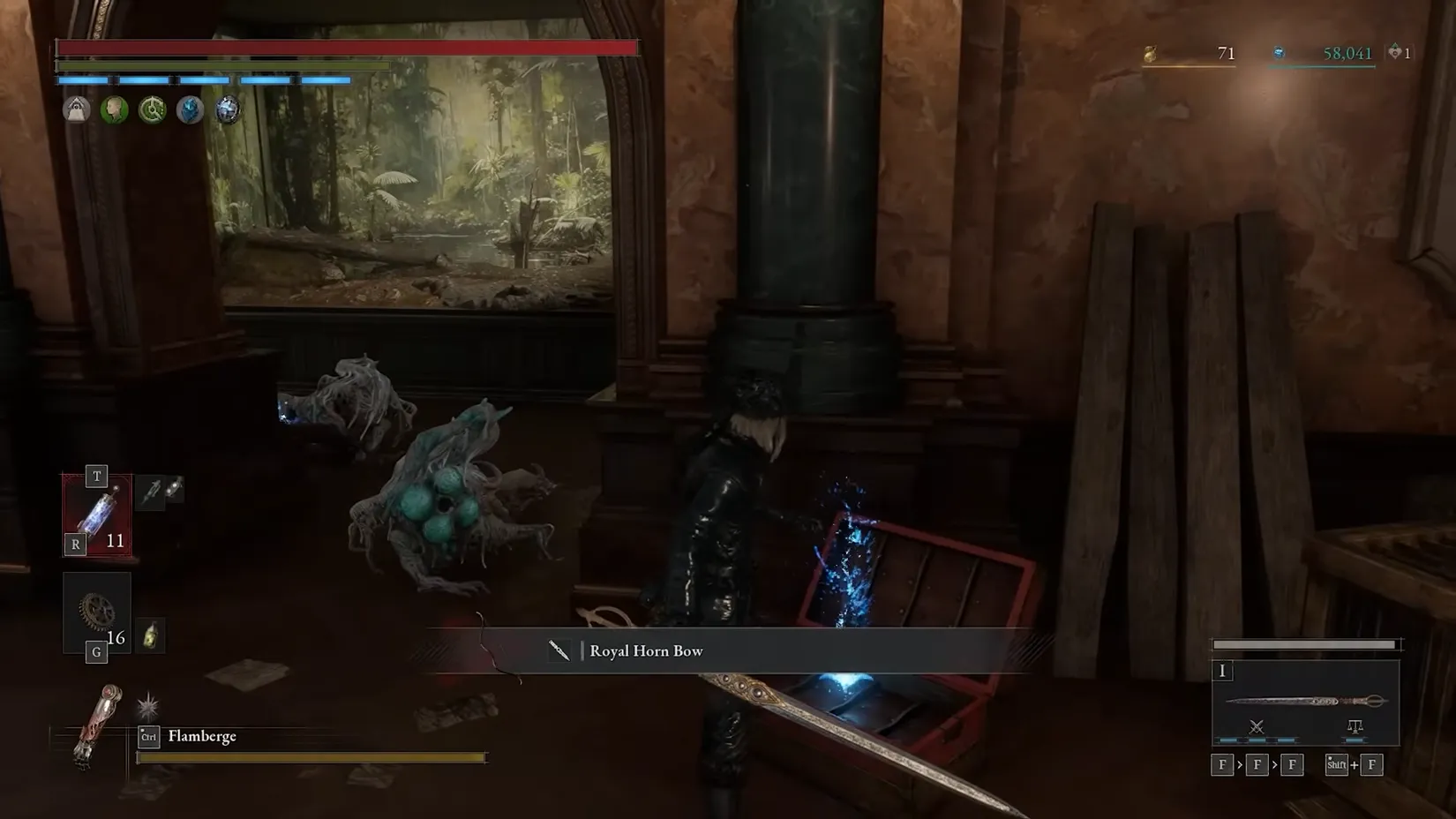 A golden bow-crossbow hybrid found in a chest at Kratt Zoo