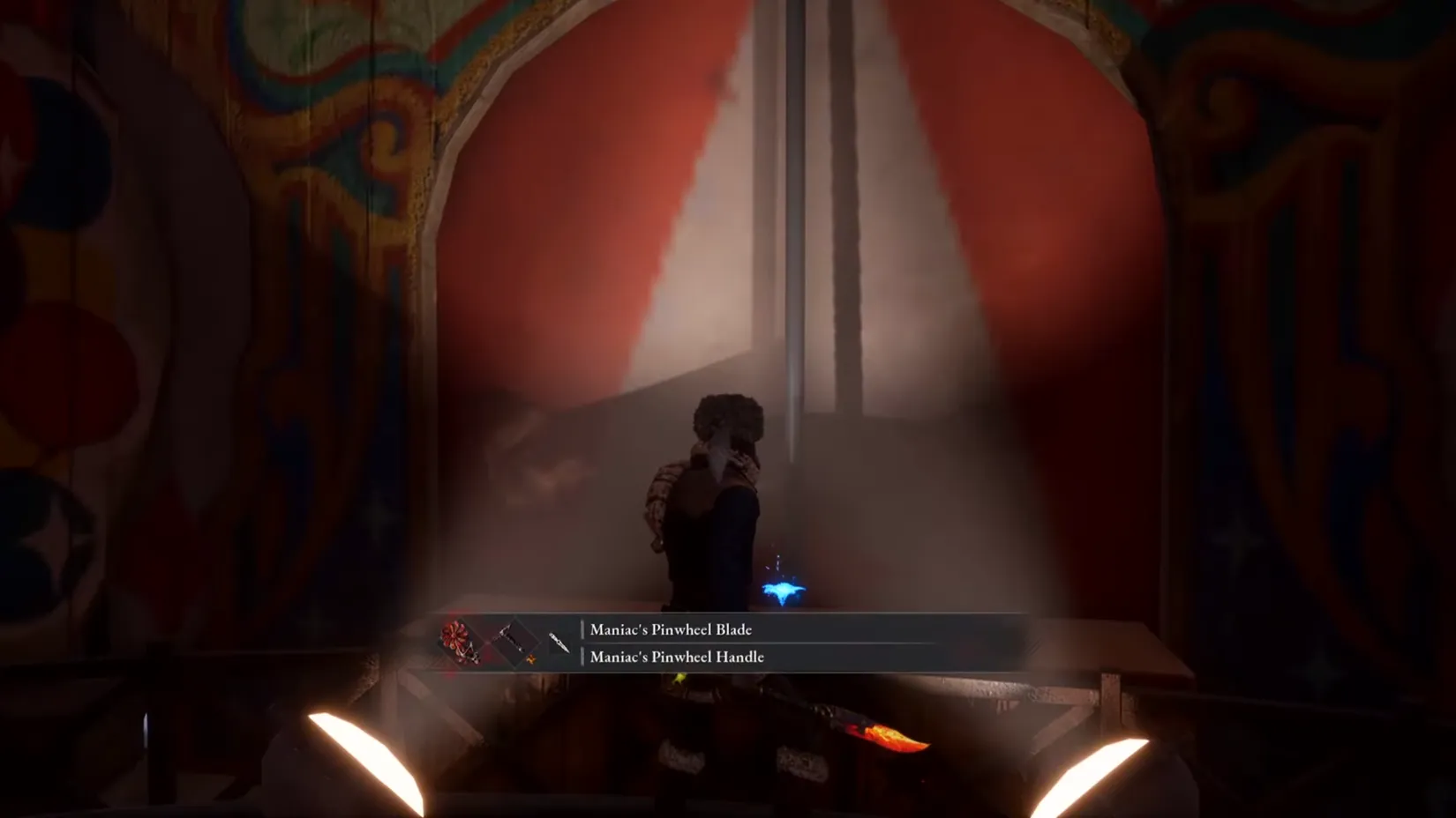 A spinning wheel weapon with a carnival vibe