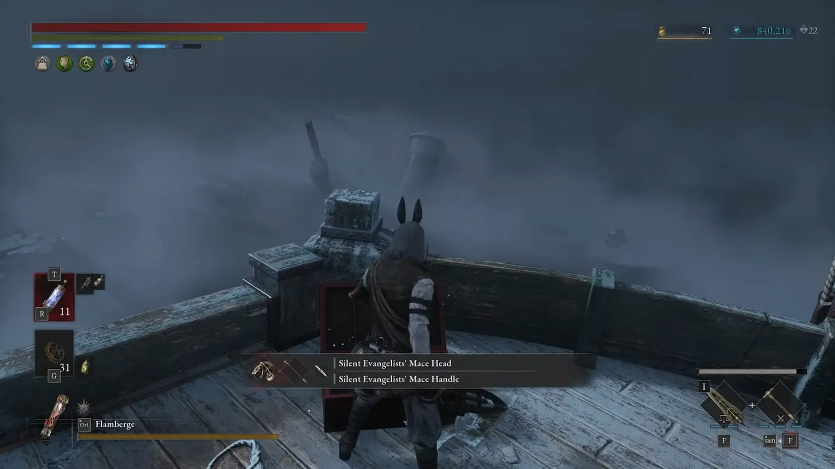 A massive mace oozing acid among frozen shipwrecks