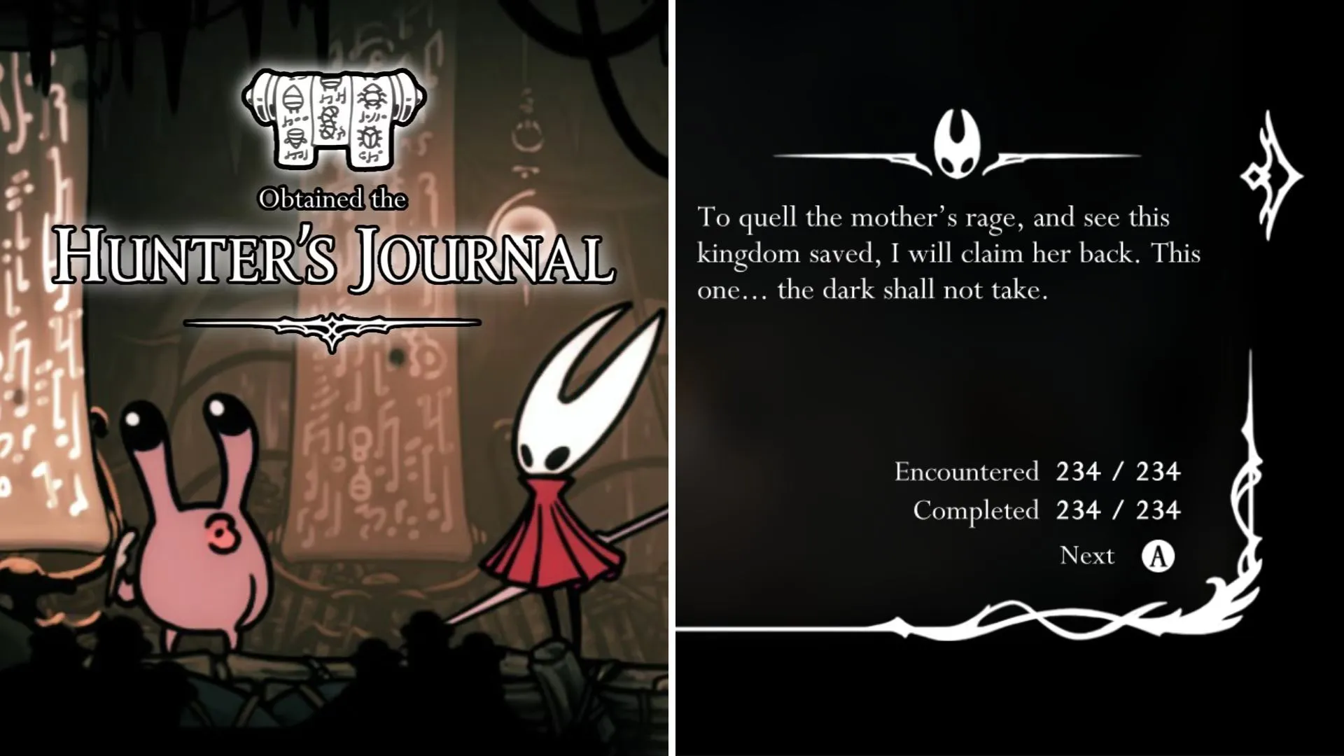 Nuu's Hunter Journal, the key to tracking enemy completions.