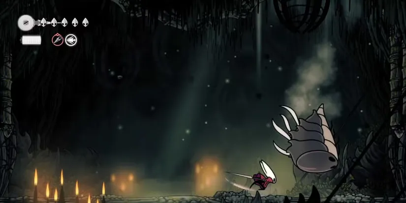 A monstrous winged insect in a cramped arena, surrounded by lava and smaller enemies