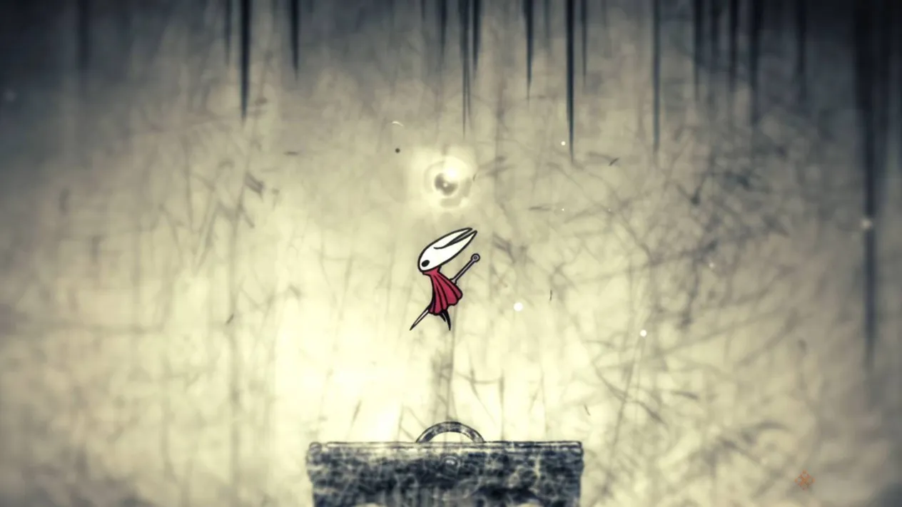 Hornet reaching for a Silk Heart in Hollow Knight: Silksong