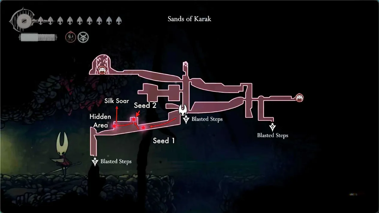 Pathway leading to the first hidden seed