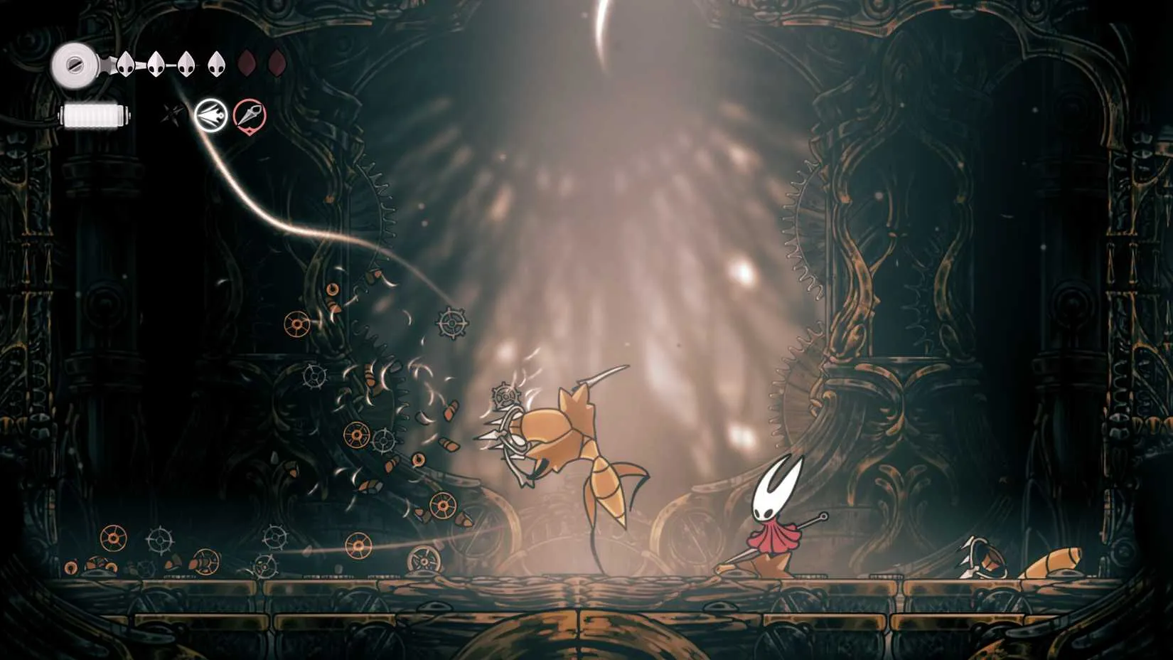 The Cogwork Dancers boss fight, where knockback management is crucial