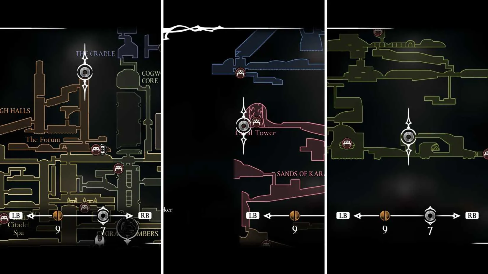 Map showing possible vassal resting spot locations like Far Fields and High Halls