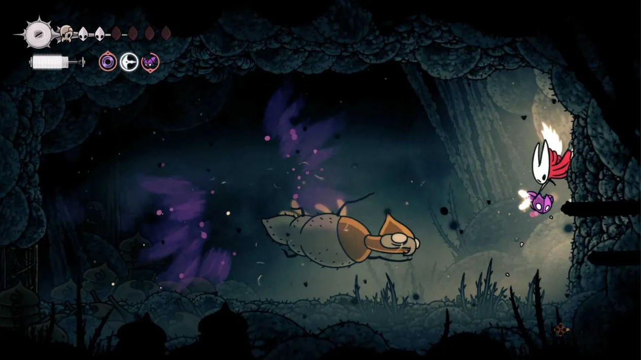 The Broodmother launches herself at Hornet during a dash