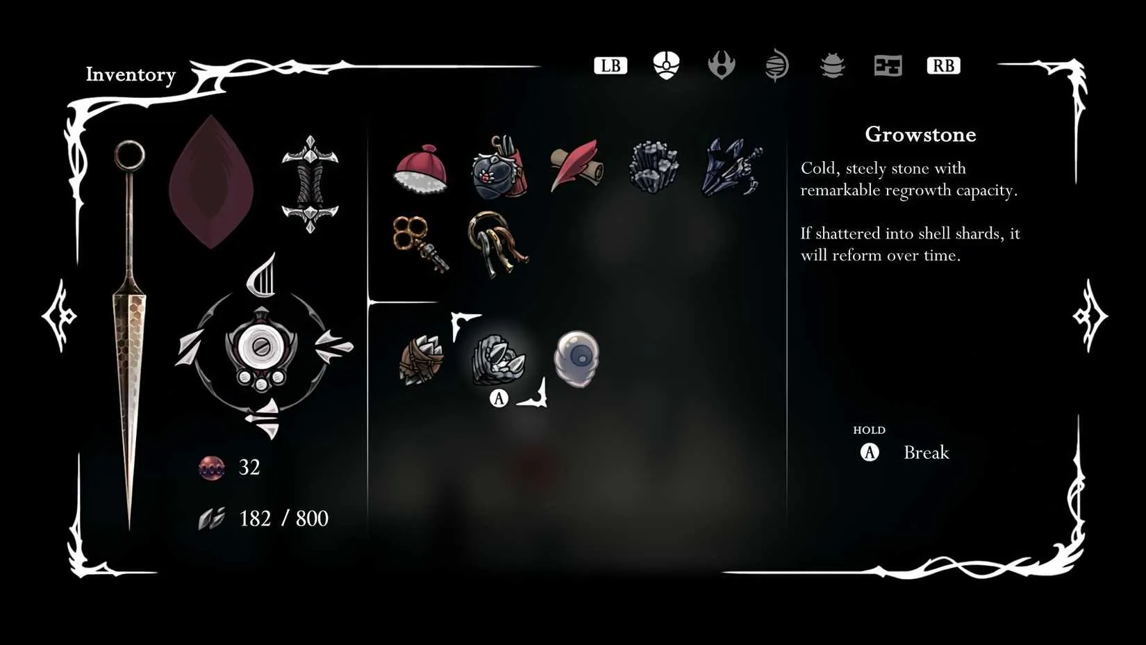 The Growstone item, a recharging source of Shell Shards