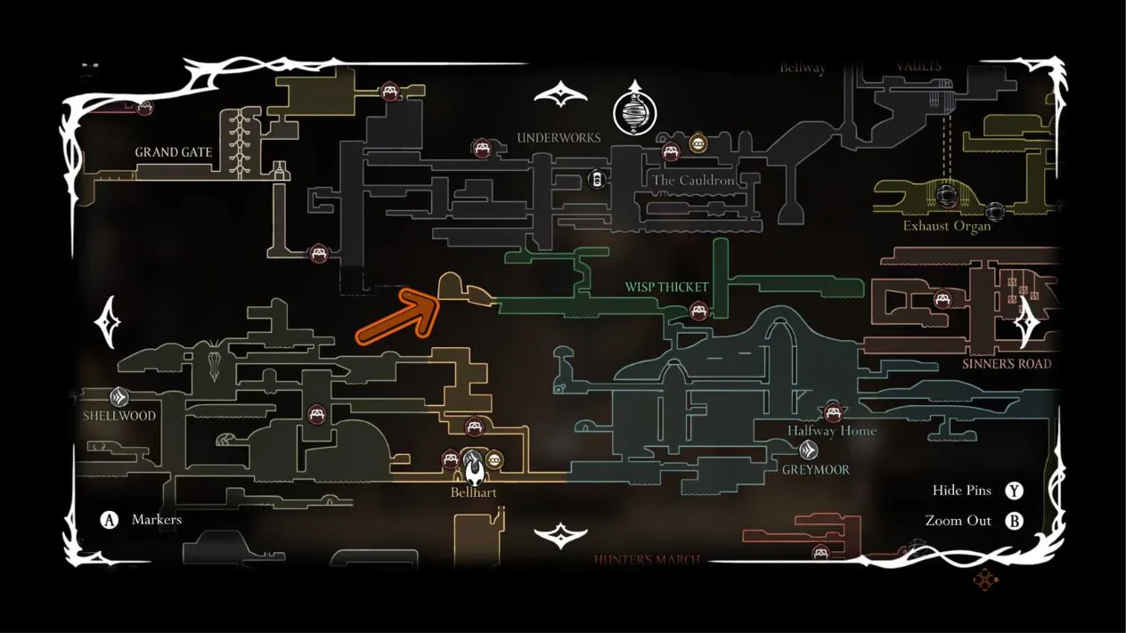 The location of the Father of the Flame boss room in Wisp Thicket