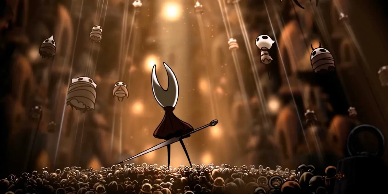 Hornet entering Bellhart for the first time and seeing all the silk-strung residents in Hollow Knight Silksong