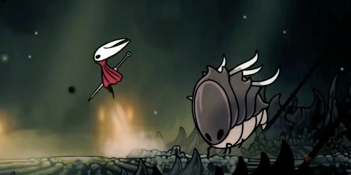 Hornet fighting against the first savage beastfly in Hollow Knight Silksong