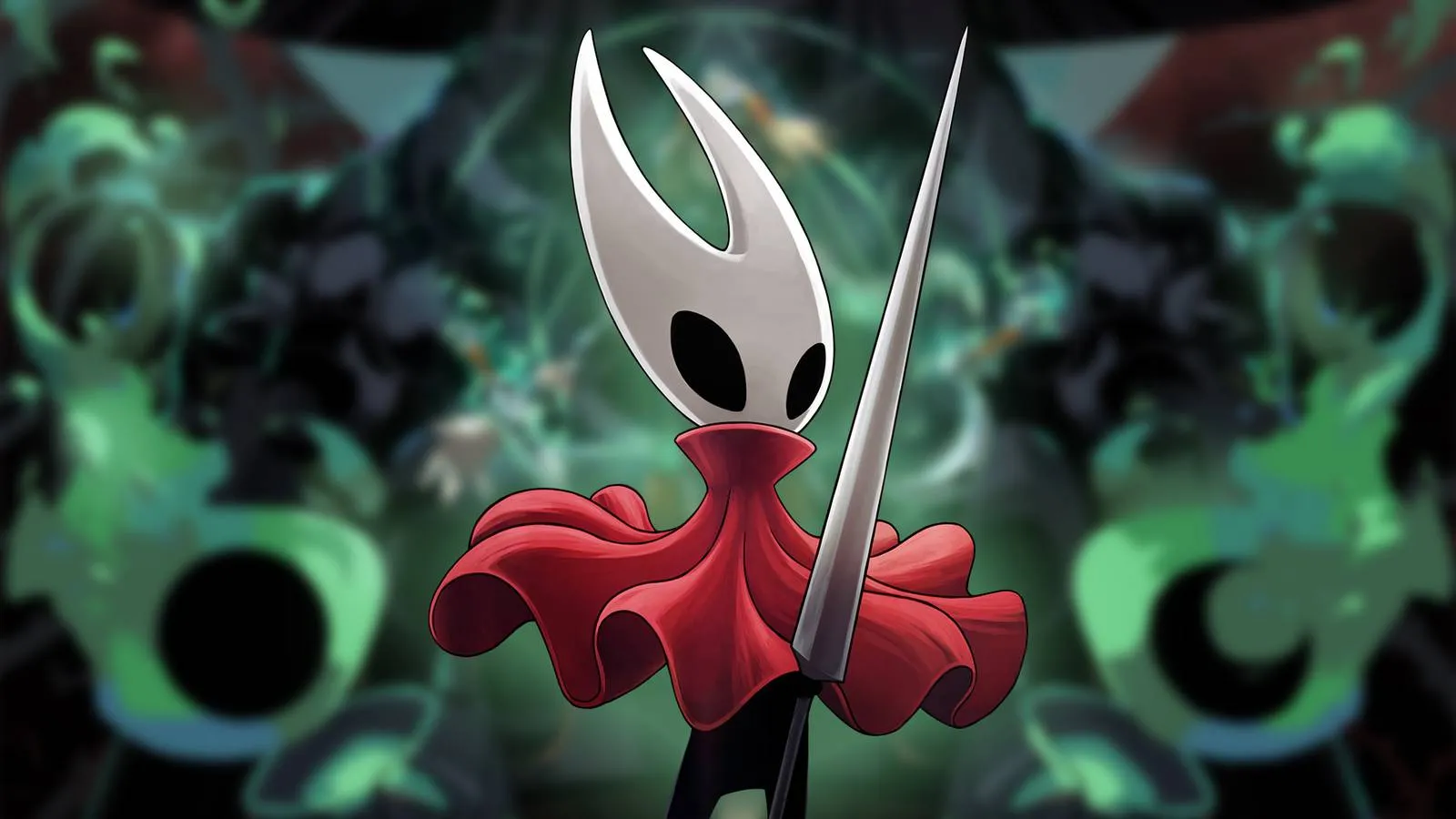 A promotional illustration combining imagery from Hollow Knight: Silksong and Hades 2, symbolizing their critical rivalry.