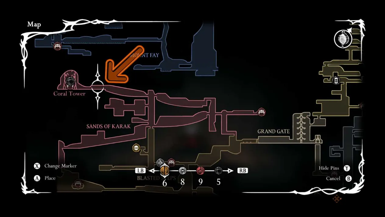 Map showing the Raging Conchfly location in Sands of Karak