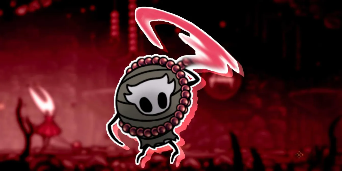 A Covetous Pilgrim wielding a Rosary whip from Hollow Knight: Silksong