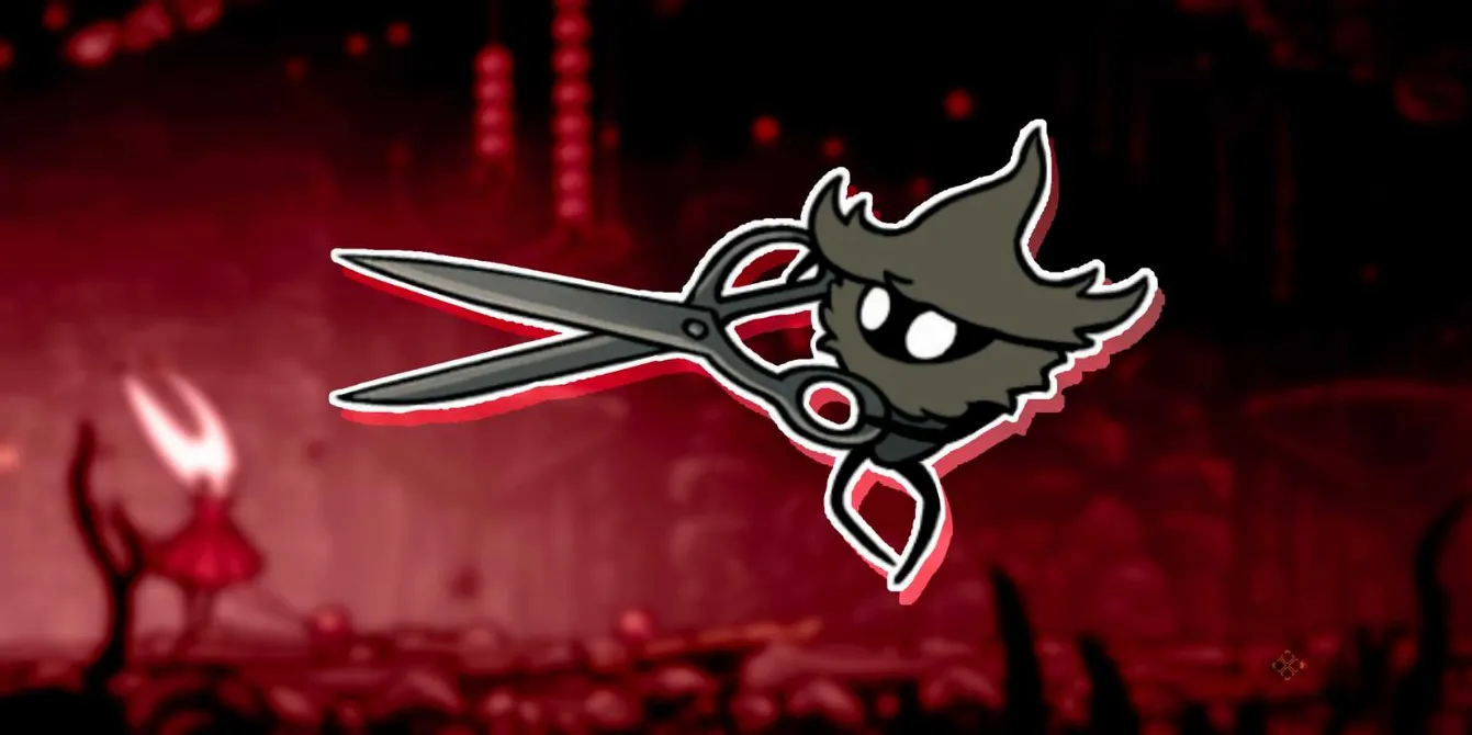 A Silk Snipper wielding scissors in Greymoor from Hollow Knight: Silksong