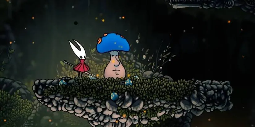 Hollow Knight Silksong Mister Mushroom NPC appearing in Far Fields location