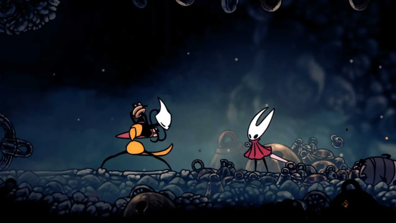 Hornet encountering Shakra the map seller early in the game, the moment a normal player would buy the quill and spare themselves a world of hurt