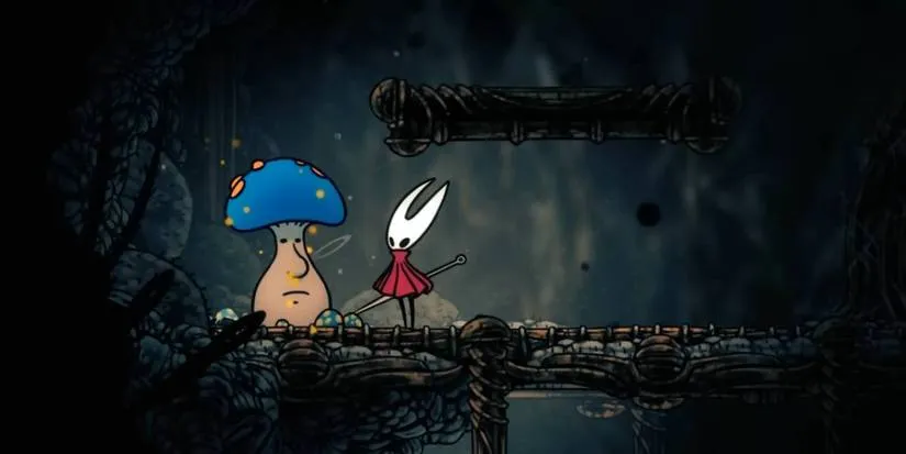 Hollow Knight Silksong Mister Mushroom NPC appearing in The Slab location