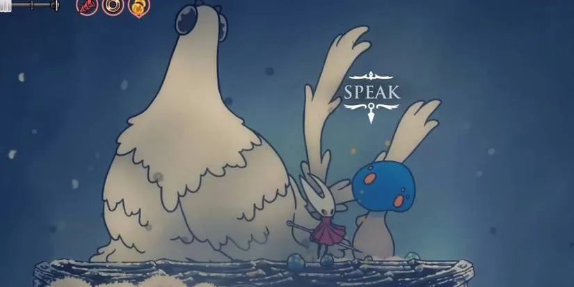 Hollow Knight Silksong Mister Mushroom NPC appearing in Mount Fay location