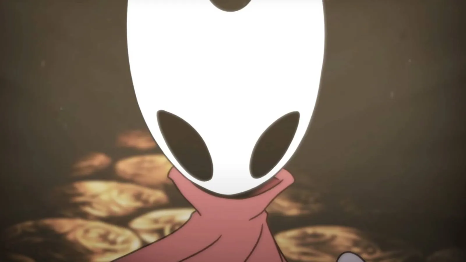 Hornet looking intently upward in a somber, candlelit chamber