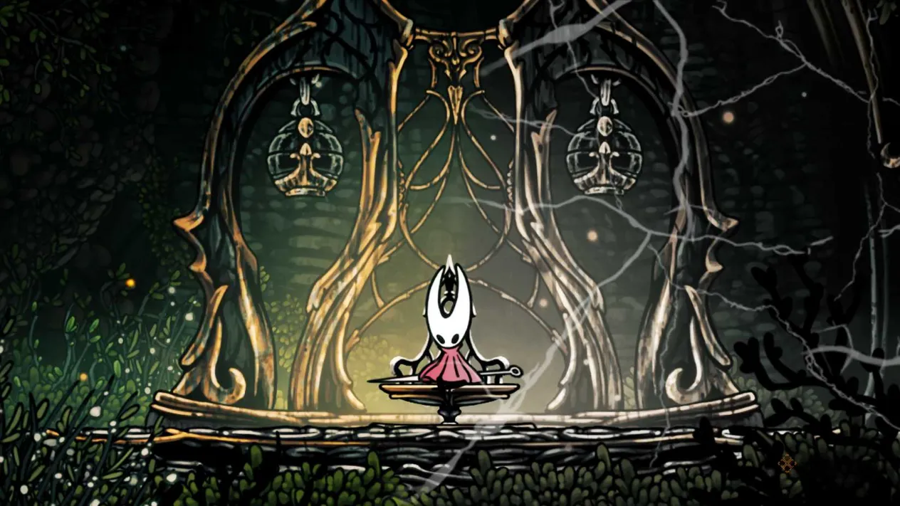 Hornet rests on a bench as the world begins to fracture and fade, symbolizing the fragile beauty of the unexplored